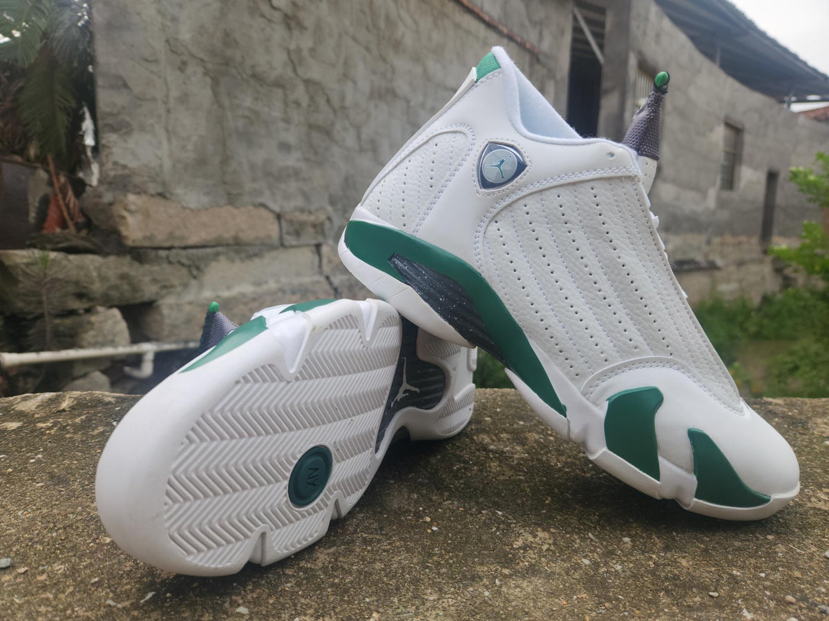 Air Jordan 14 White Green Sneakers