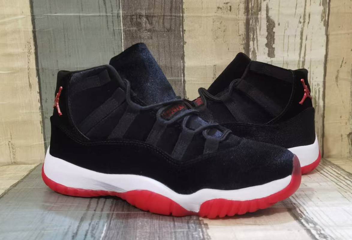 Air Jordan 11 Black Red Velvet Unisex Sneakers