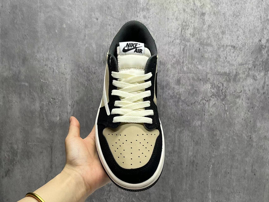 Travis Scott x Air Jordan 1 Low OG SP Beige/Black Reverse Swoosh Sneakers